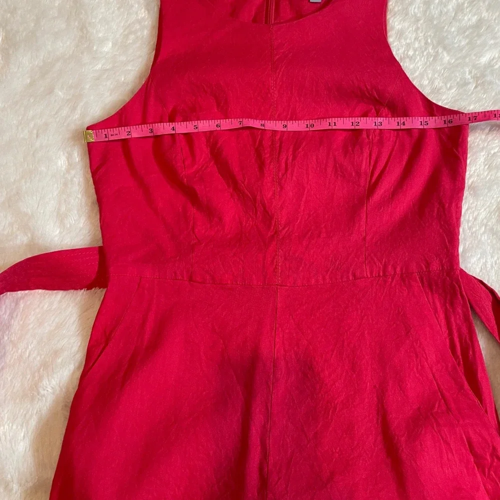 Antonio Melani Pink Linen Blend Sleeveless Wide Leg Belted Jumpsuit  4 Classic